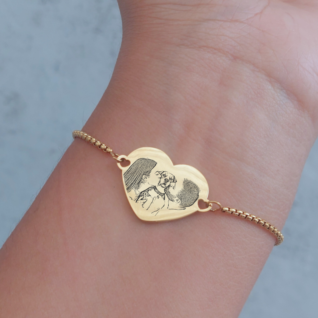 Pulsera de acero inoxidable c/forma de corazón